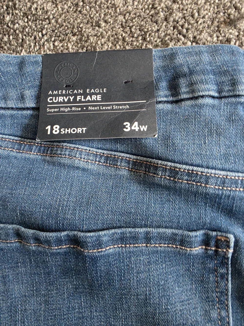 American Eagle Outfitters Curvy Super High-Waisted Flare Jeans Blue Waist 34W x